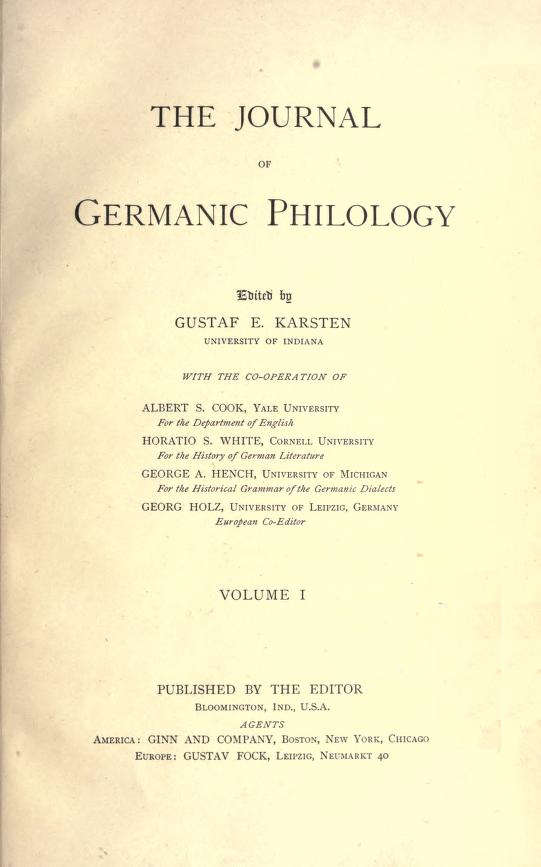 Couverture du premier volume du Journal of Germanic Philology (1897)