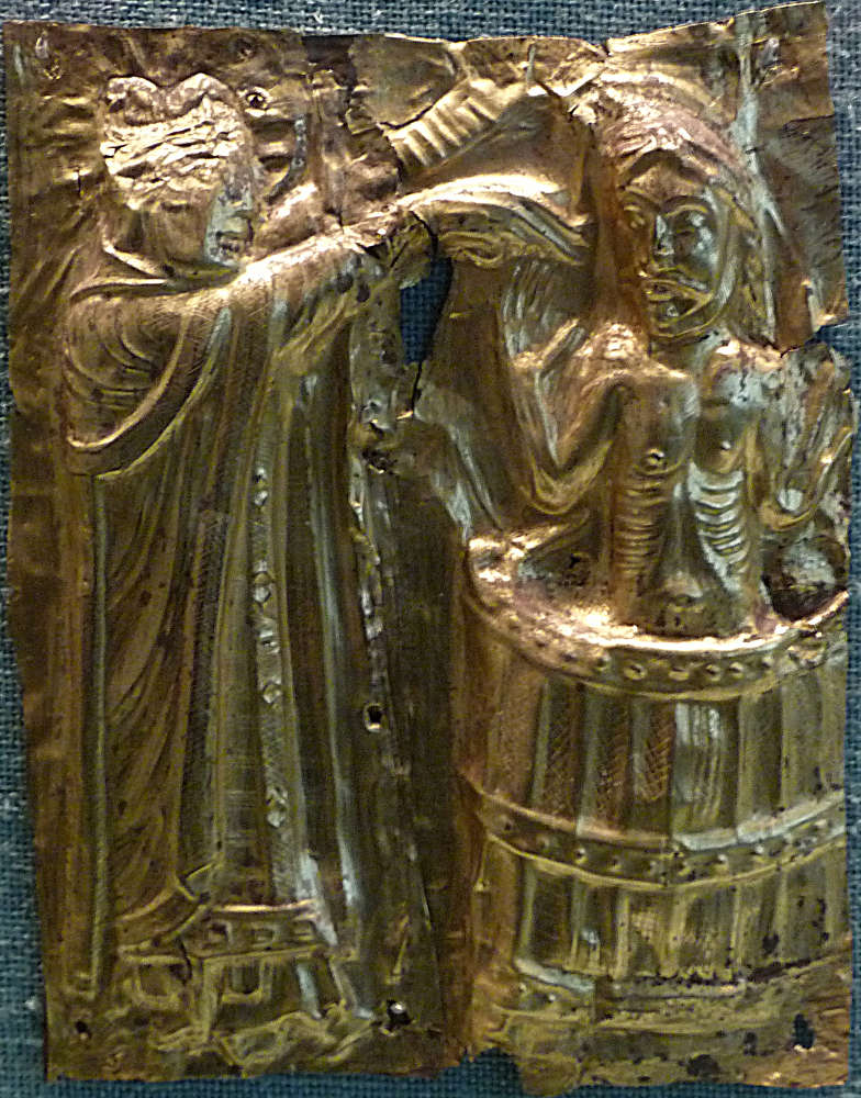 Baptême de Harald Blåtand sur une plaque de l'église de Tampdrup